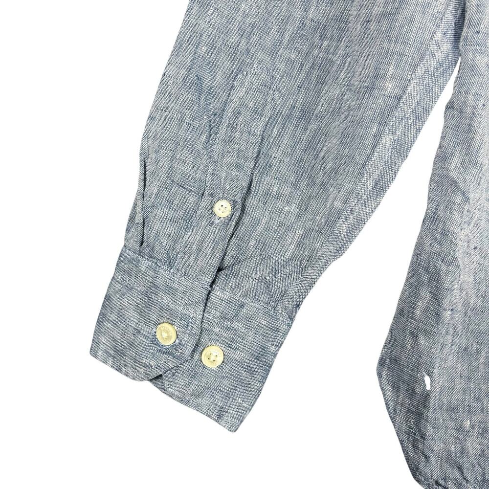 Oficina Reserva Men’s Size Small Blue 100% Linen Long Sleeve Button Up Shirt - Picture 7 of 8